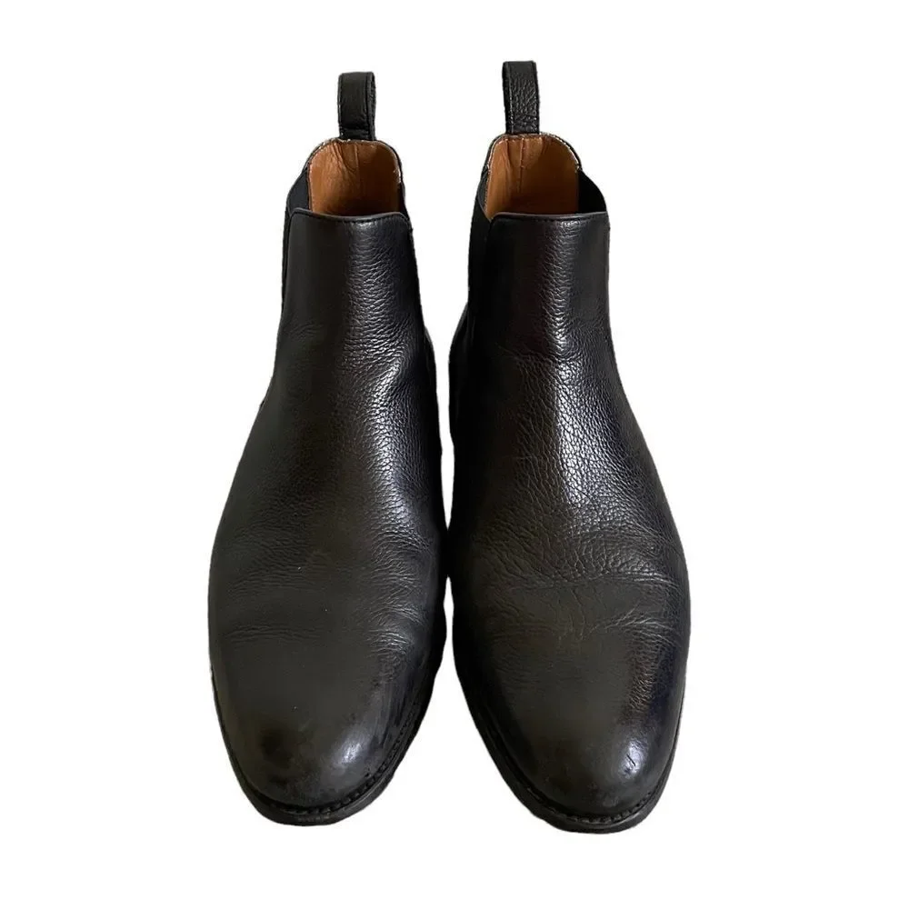 TAFT Men’s Black Leather Chelsea Pull-On Ankle Boots Handcrafted In Spain 40